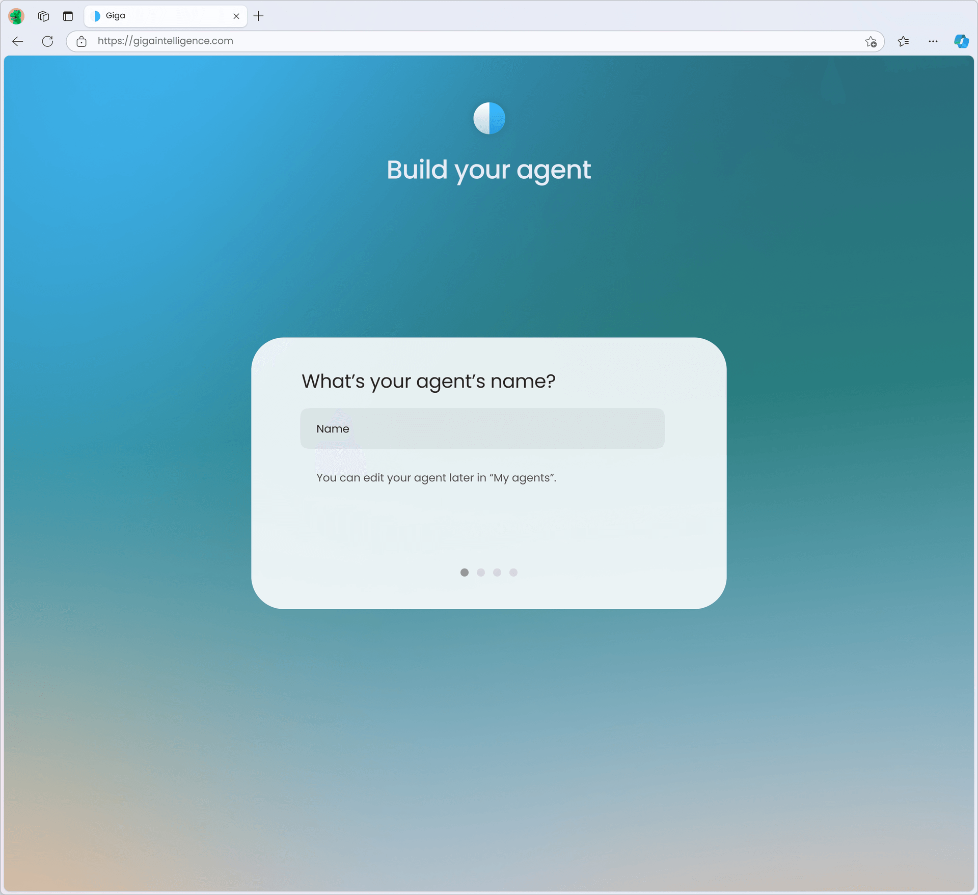 Giga build-your-agent onboarding screen