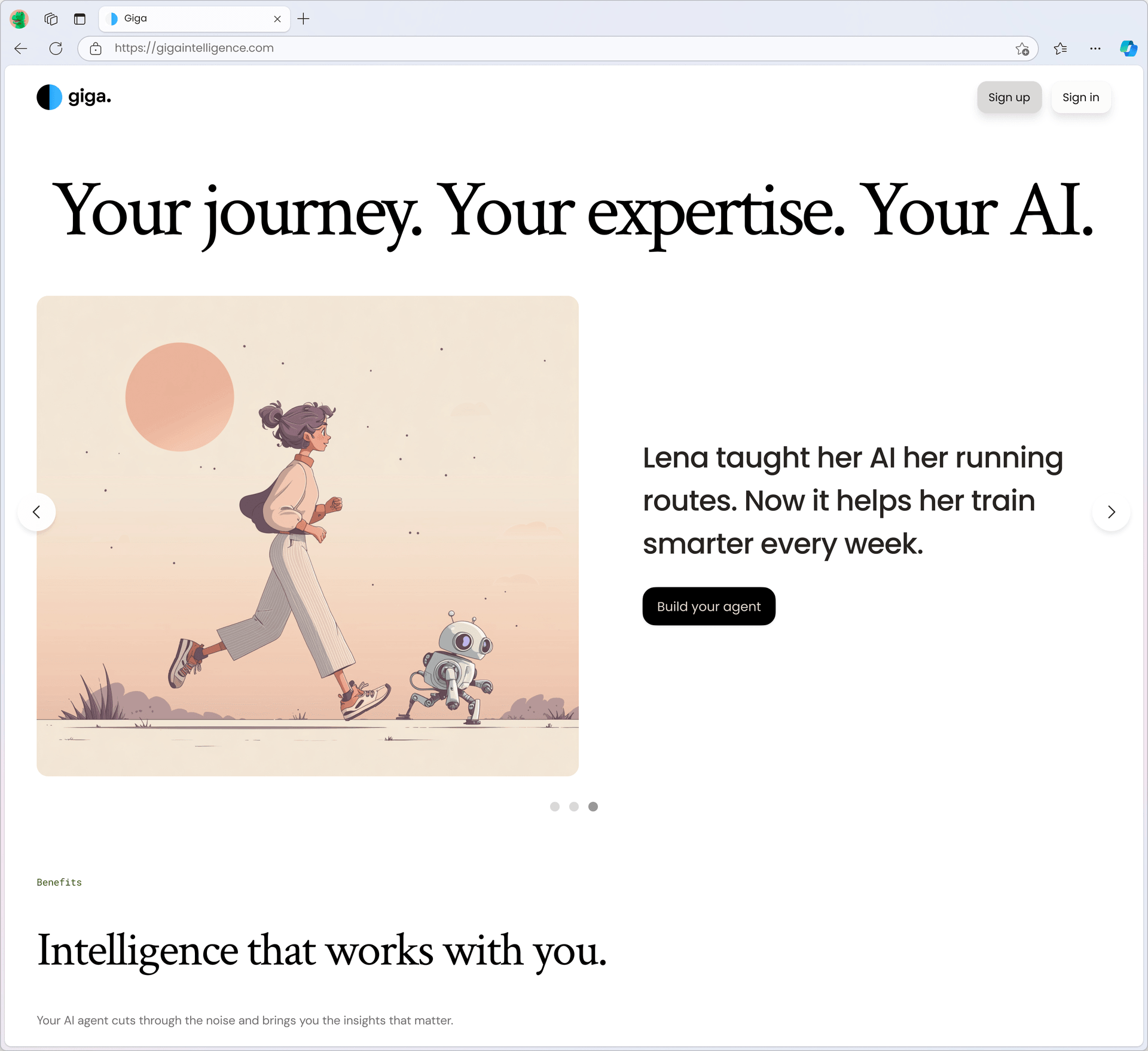 Giga marketing slide, Your journey, your expertise, your AI