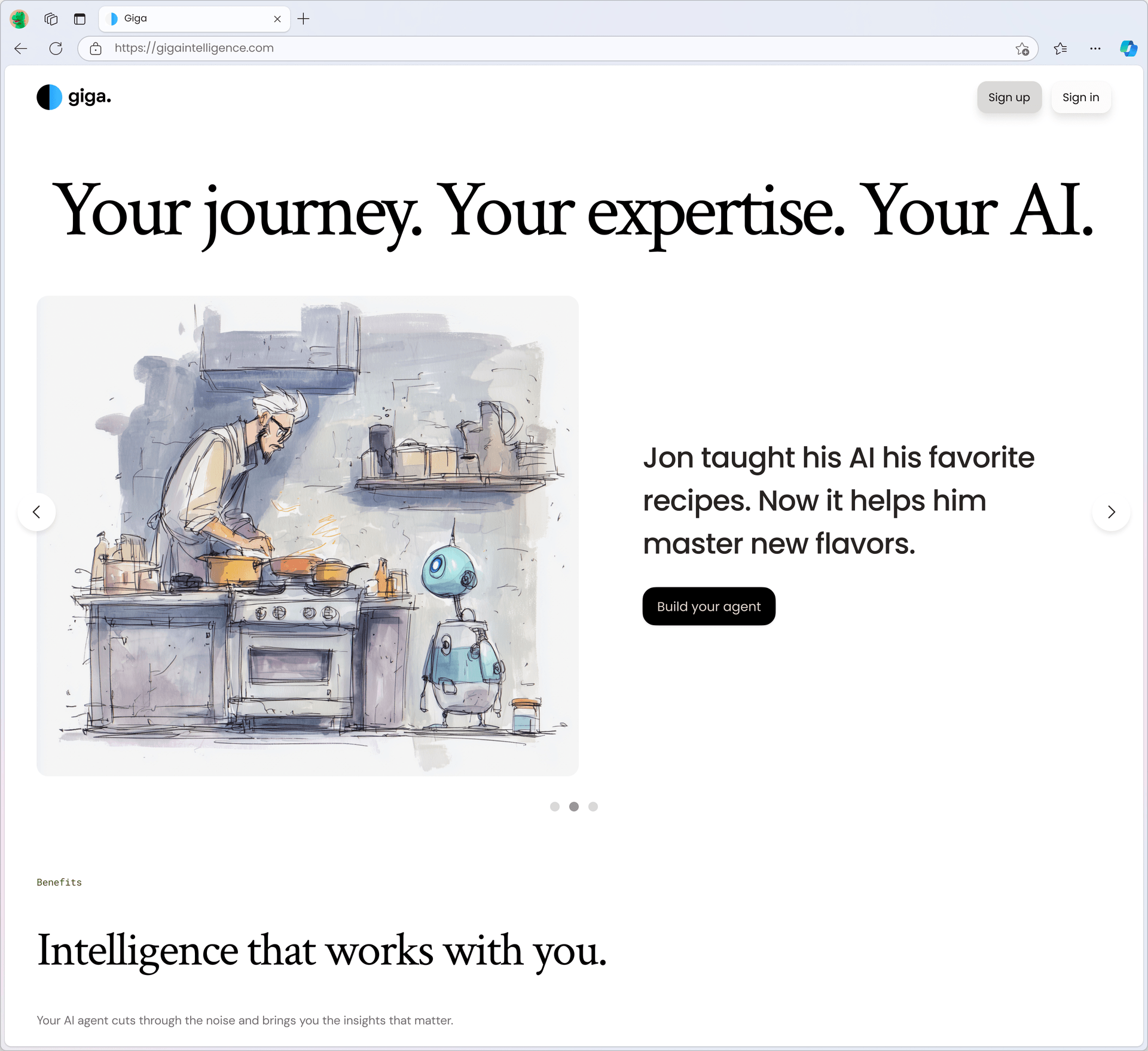 Giga marketing slide, Jon taught his AI his favorite recipes