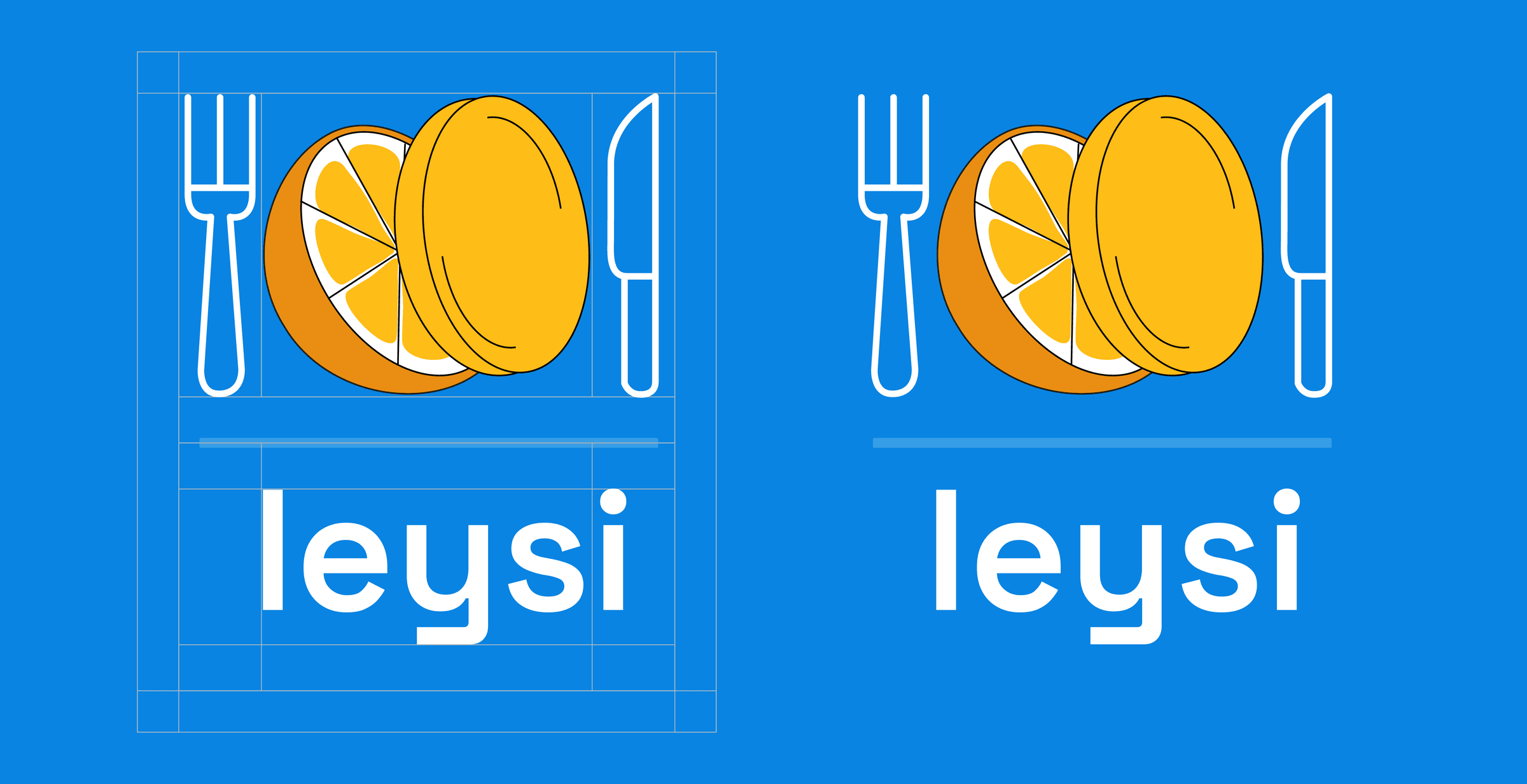 Leysi logo applied on the brand blue, primary lockup
