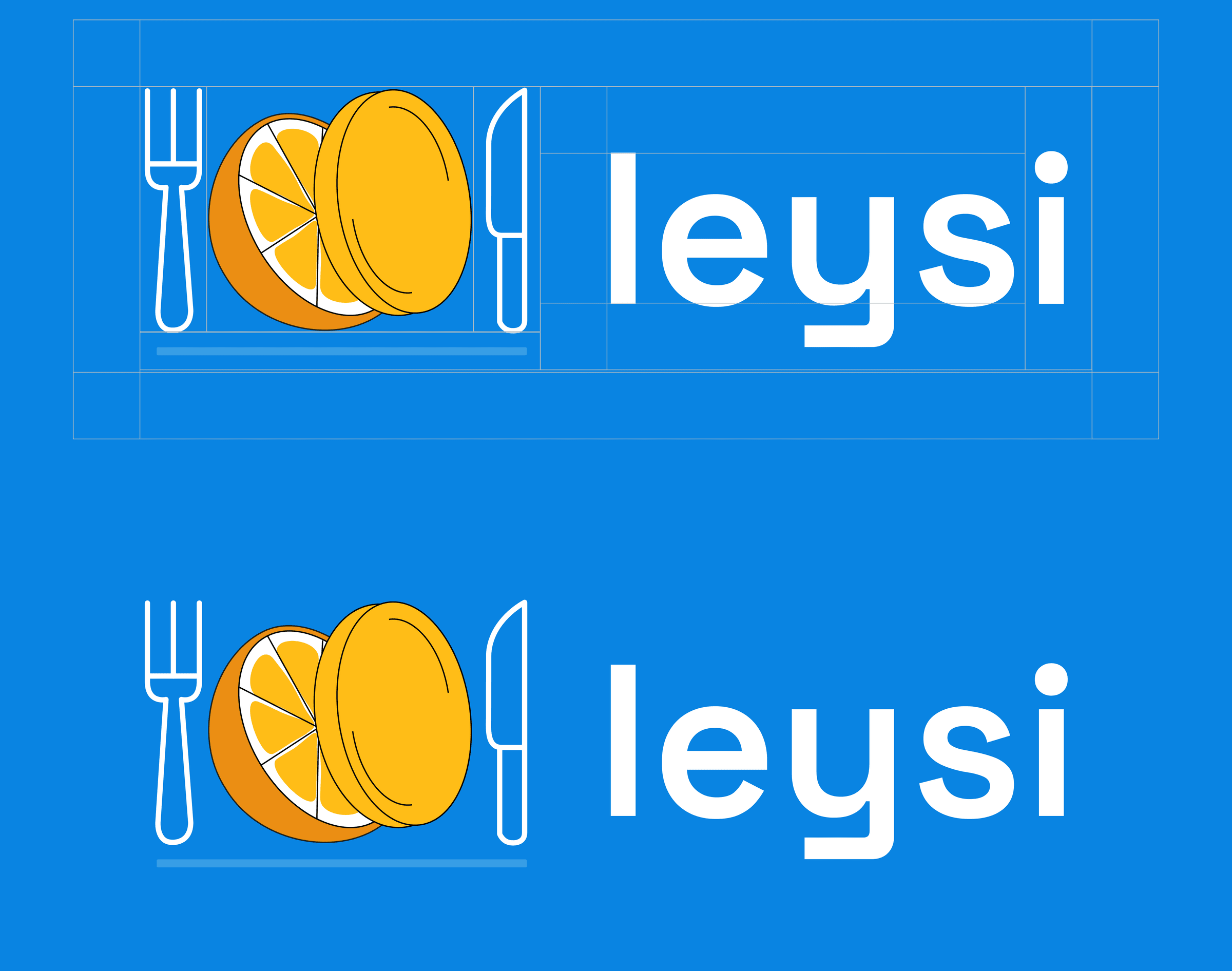 Leysi logo applied on the brand blue, secondary composition
