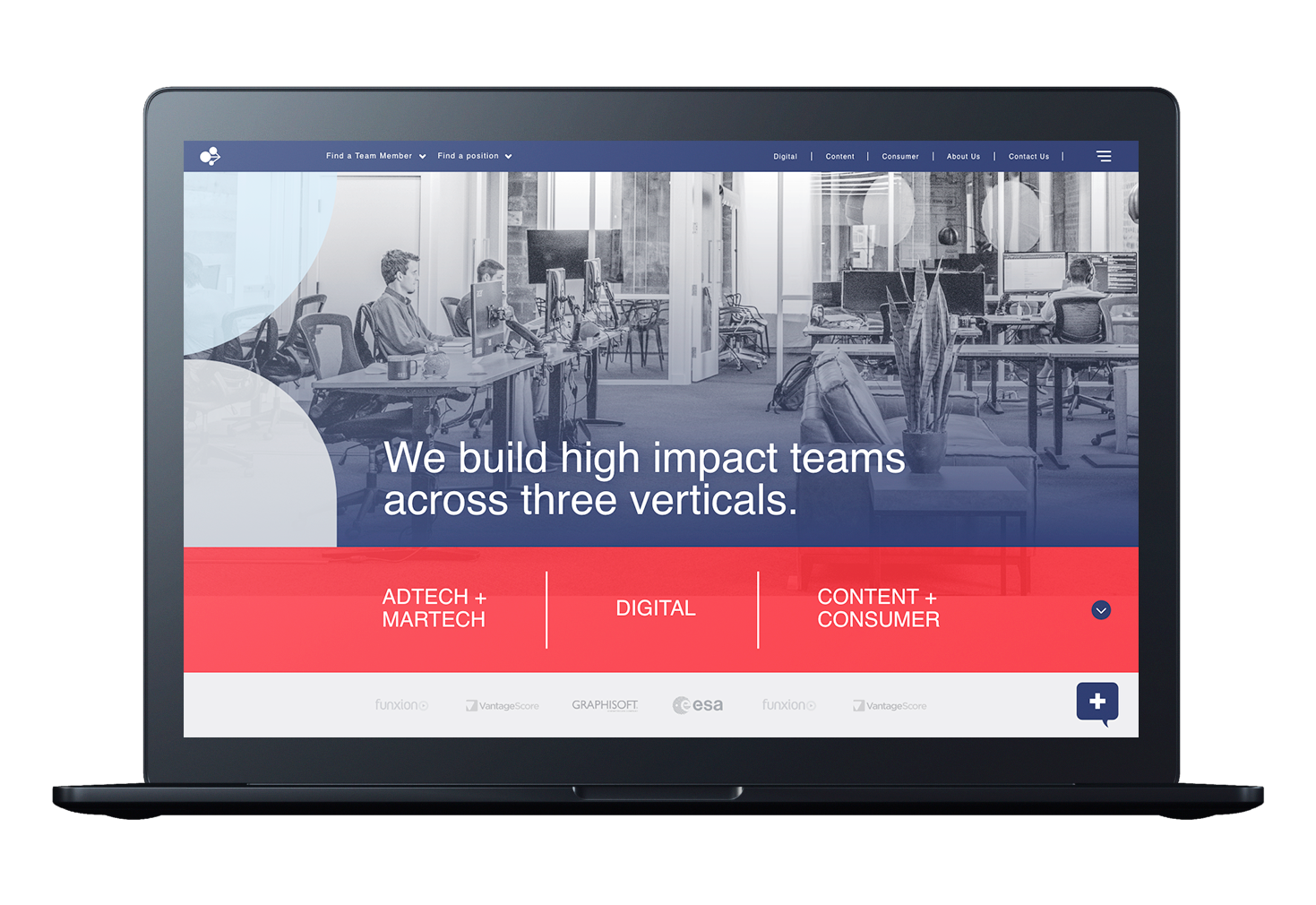 Three Pillars redesigned website on Macbook