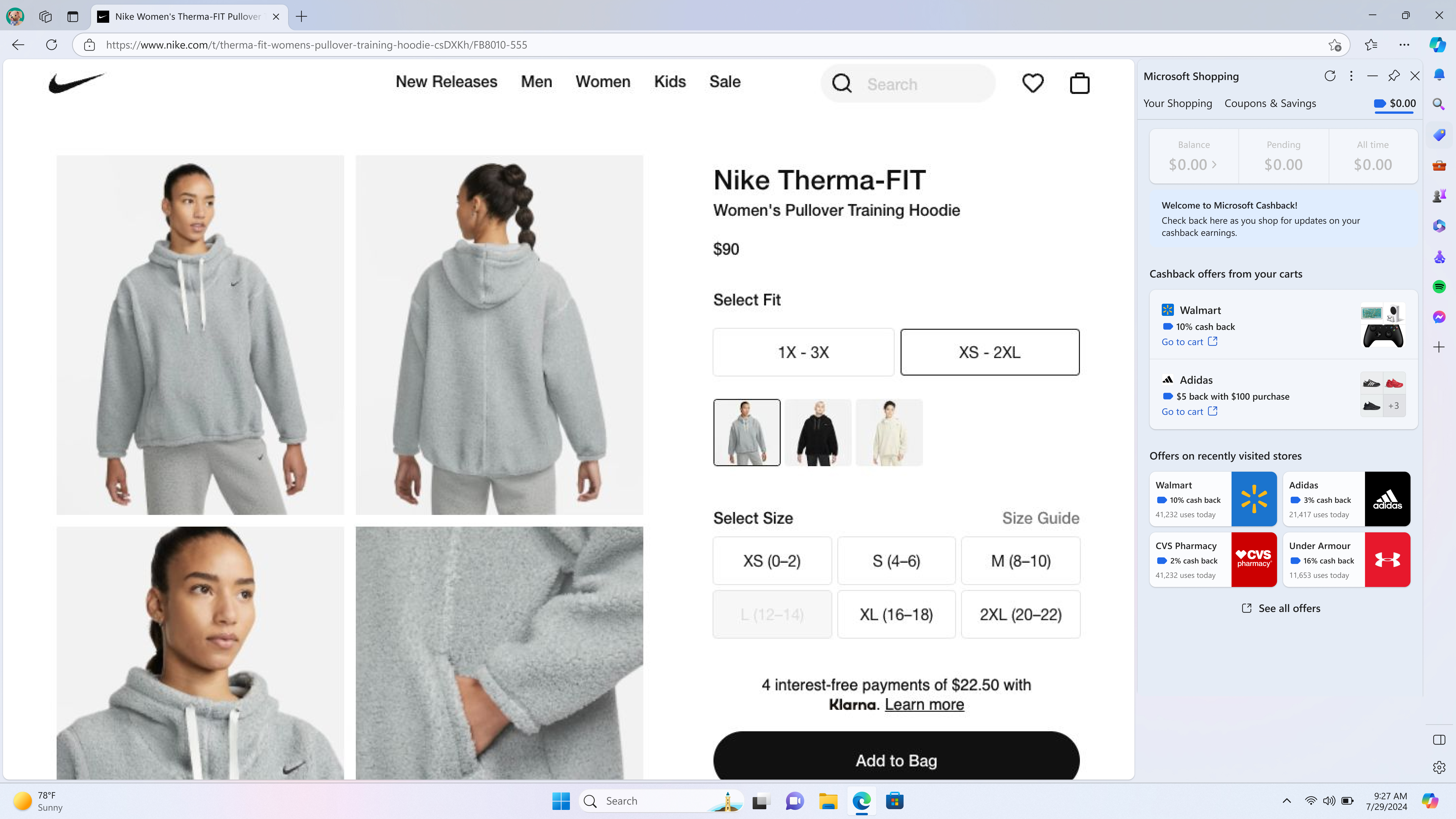 Signed-in cashback hub experience