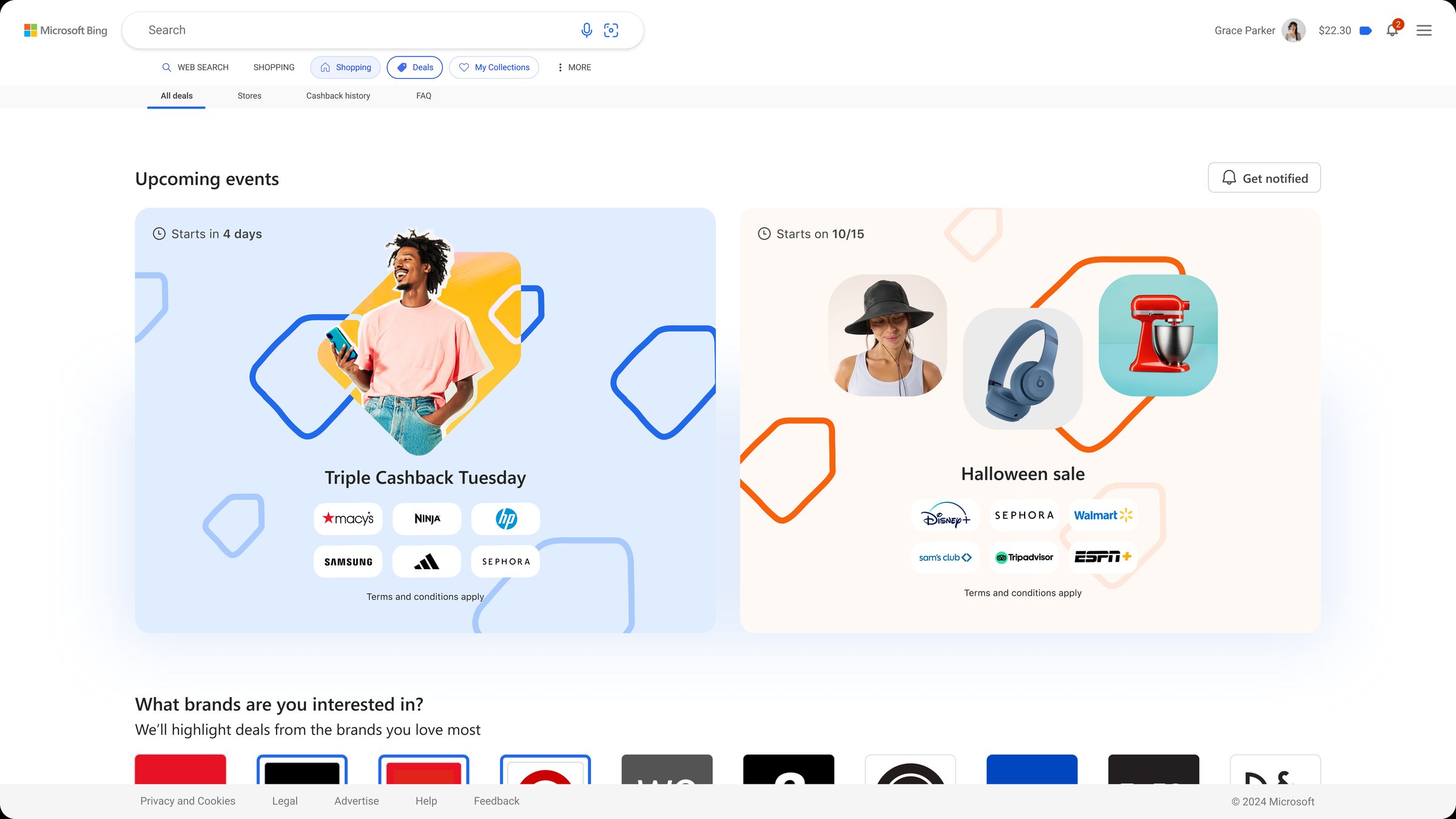 Microsoft Shopping Cashback Hub overview