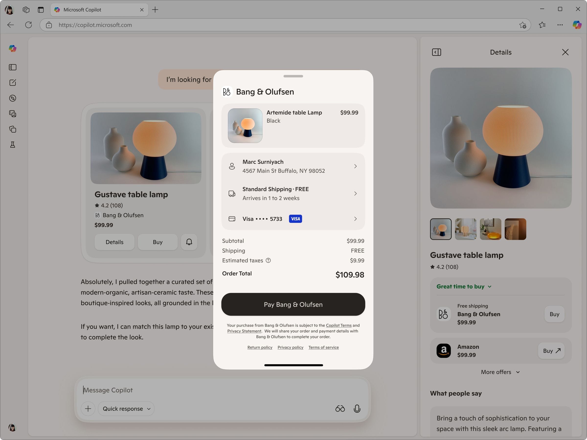 Bang & Olufsen native checkout flow
