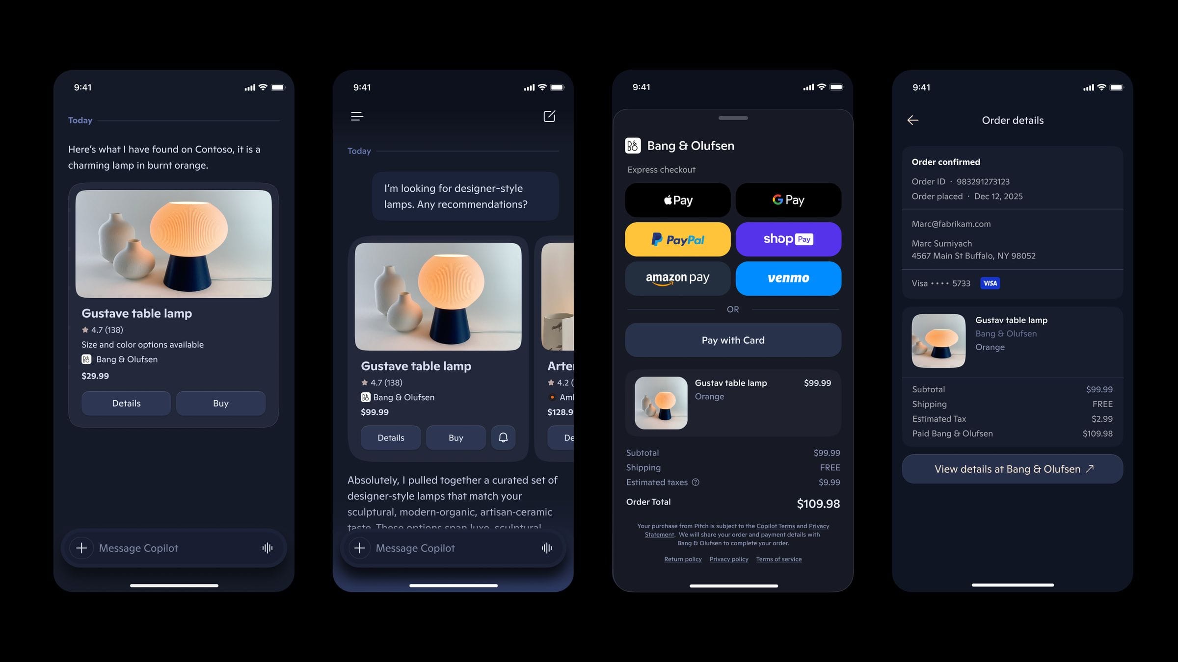 Mobile Copilot Pay multi-step checkout experience
