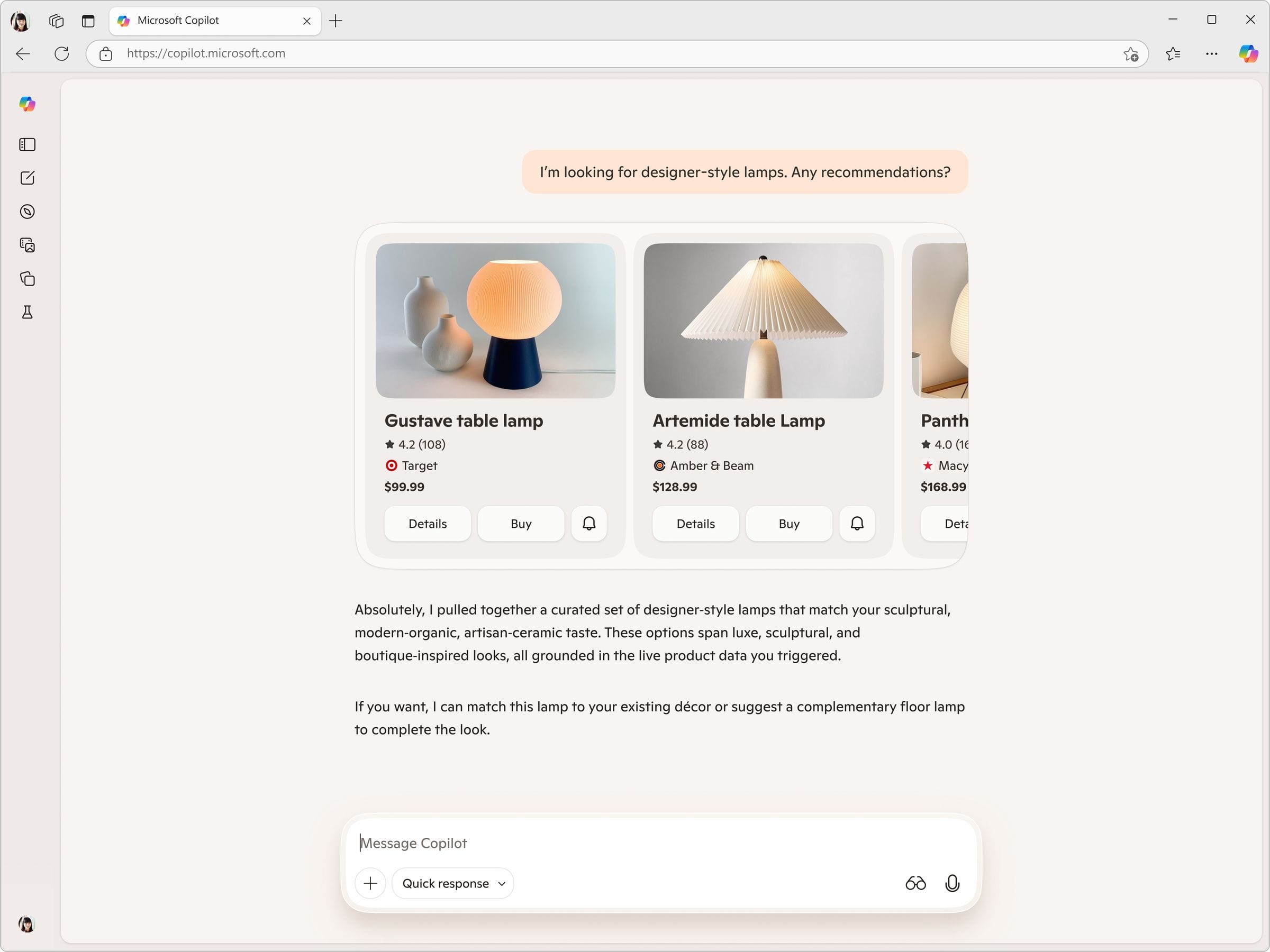 Desktop Copilot Pay recommendation surface