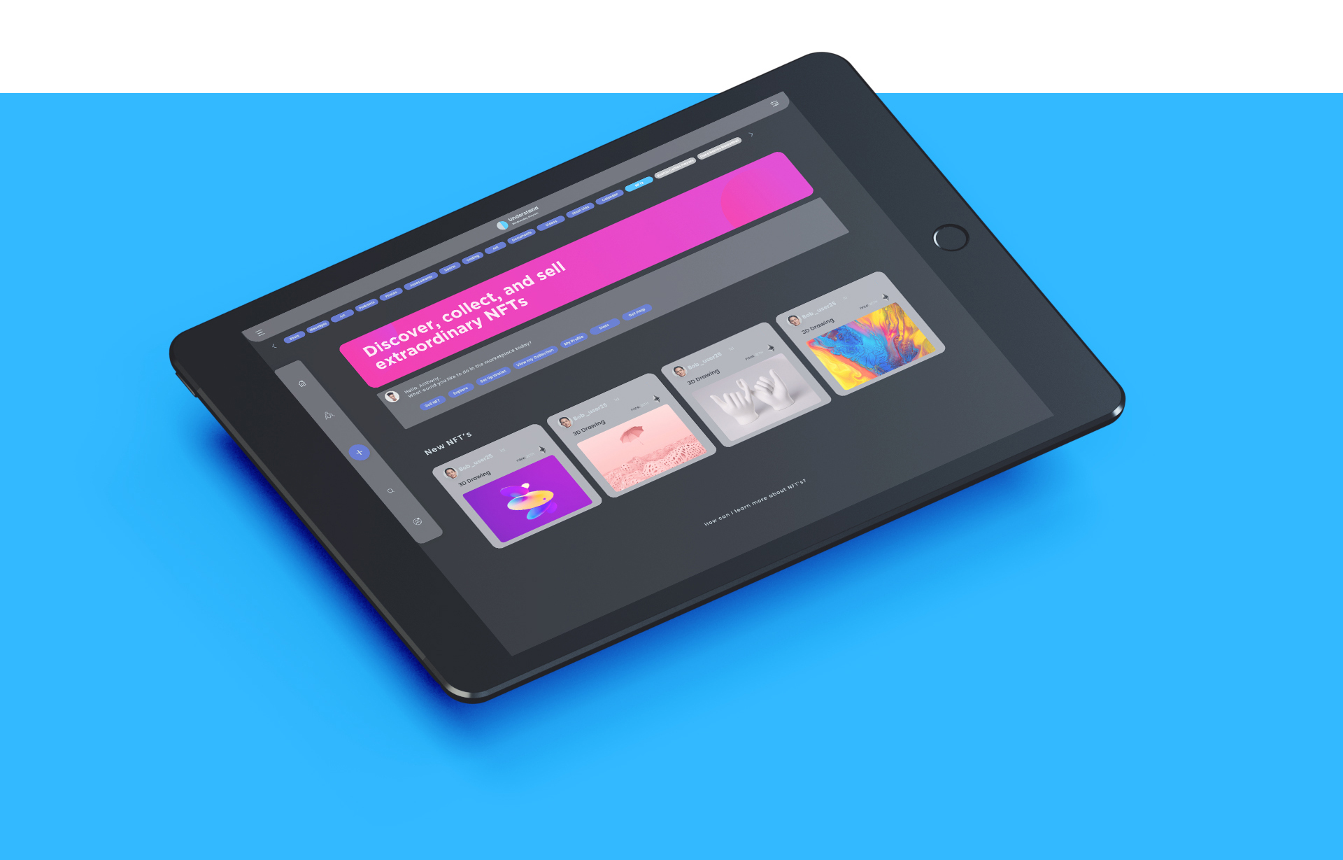 iPad displaying the Giga content marketplace interface