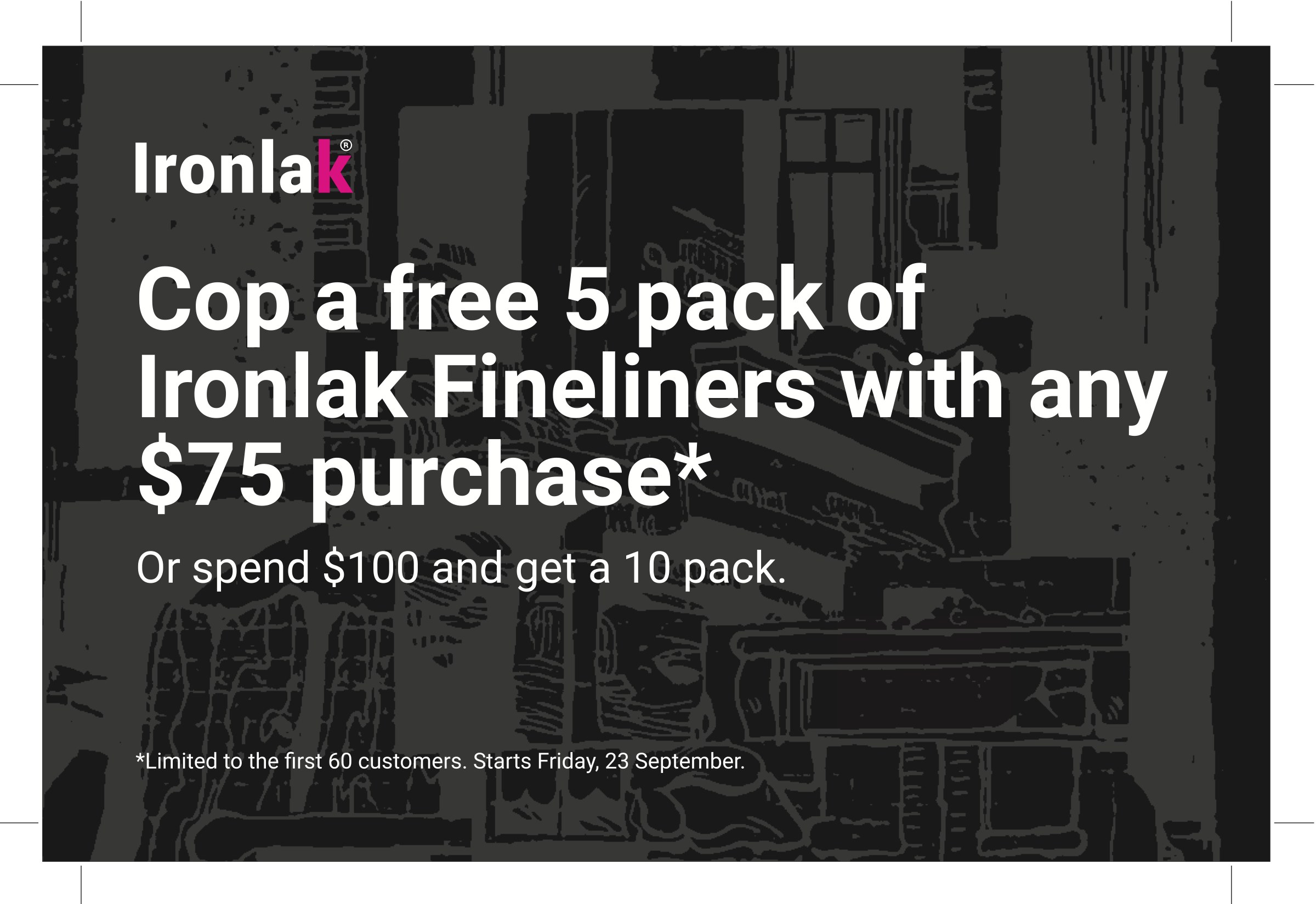 Free Fineliner Pack promotional flyer