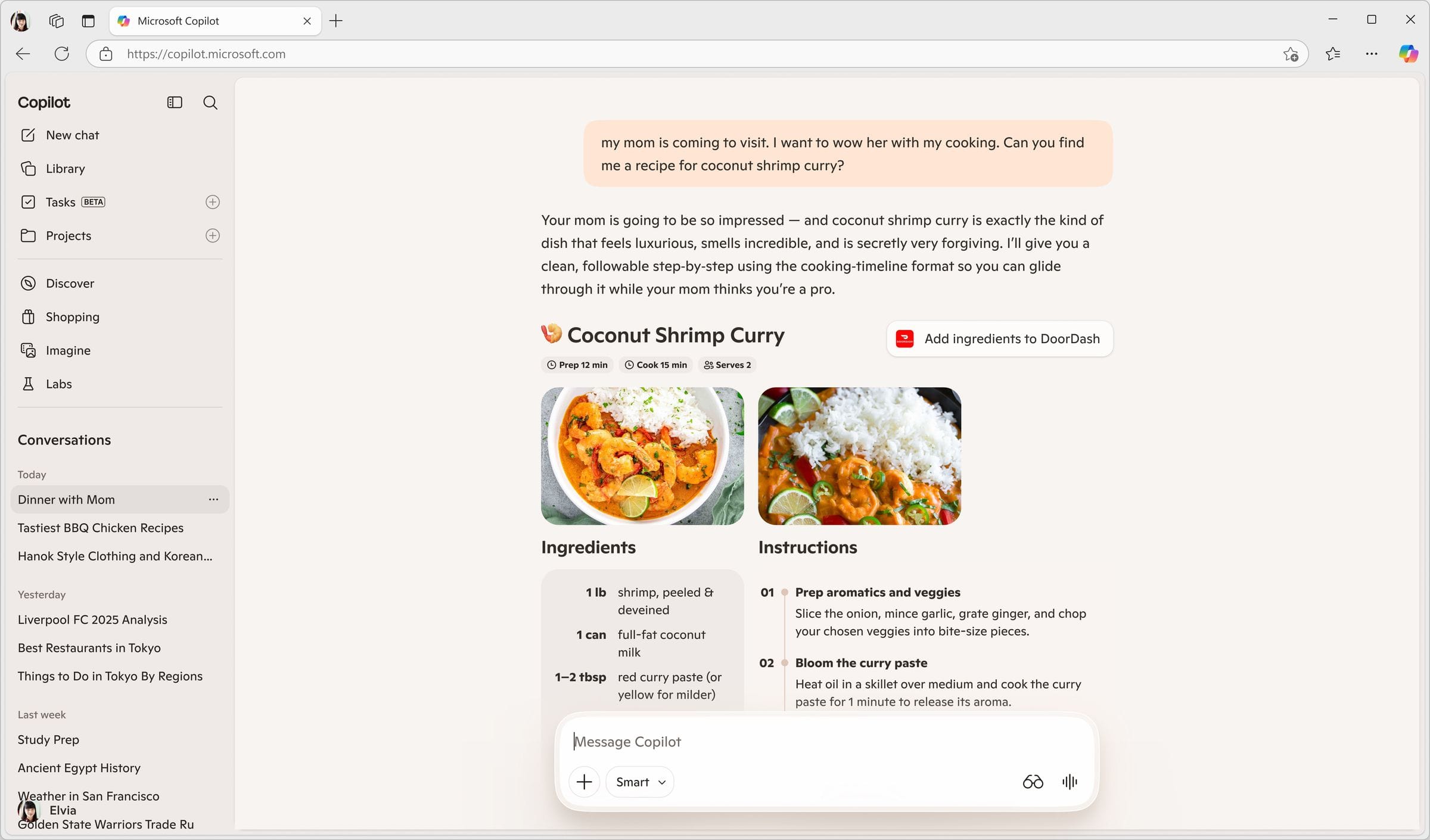 DoorDash grocery flow, screen 1