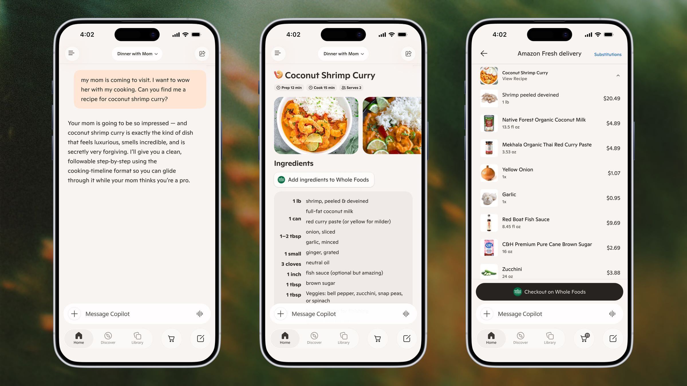 Amazon grocery flow, adding ingredients to cart