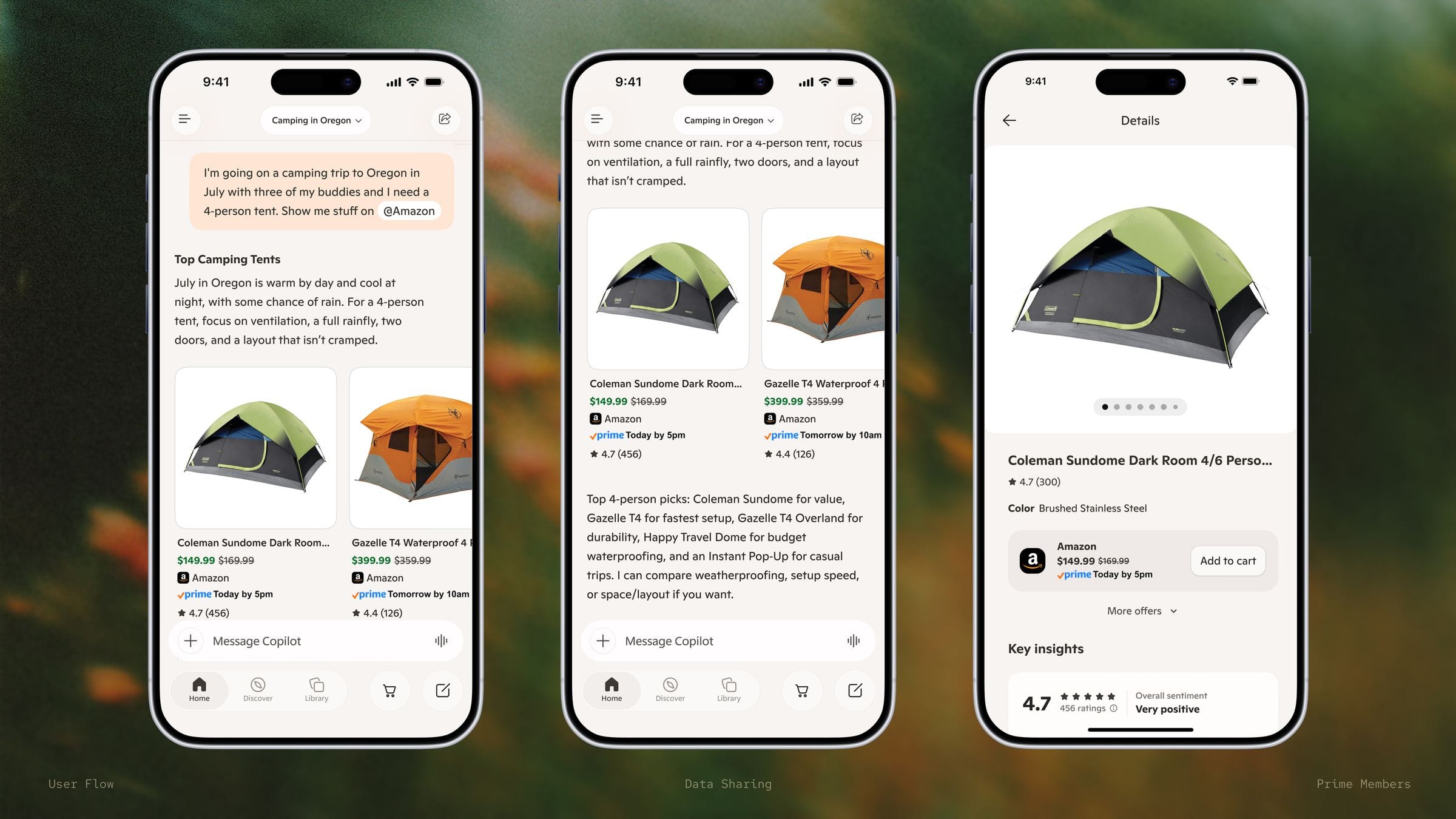 Amazon camping trip planning, Copilot reasoning