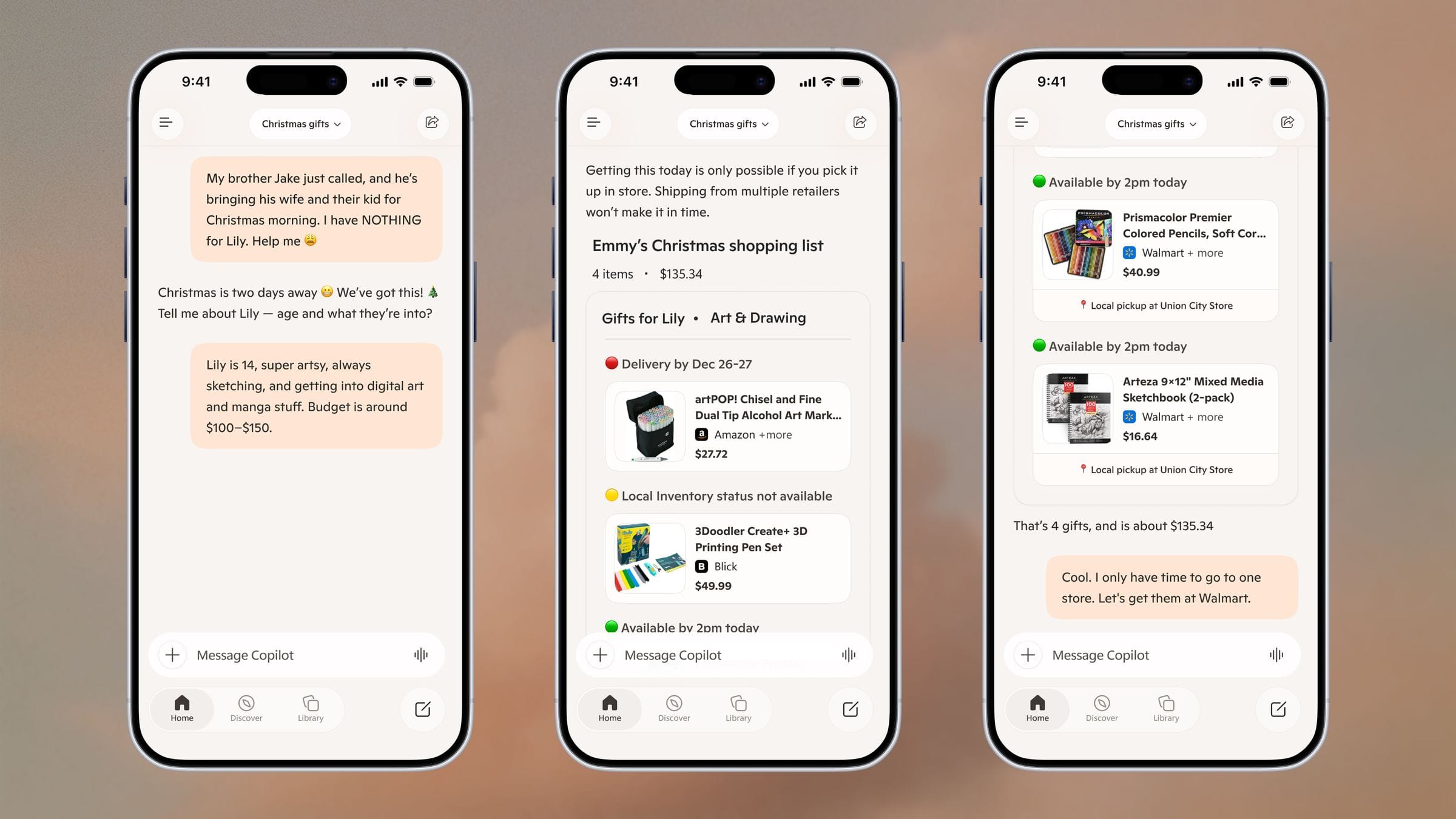 Walmart partnership pitch, Copilot shopping flow