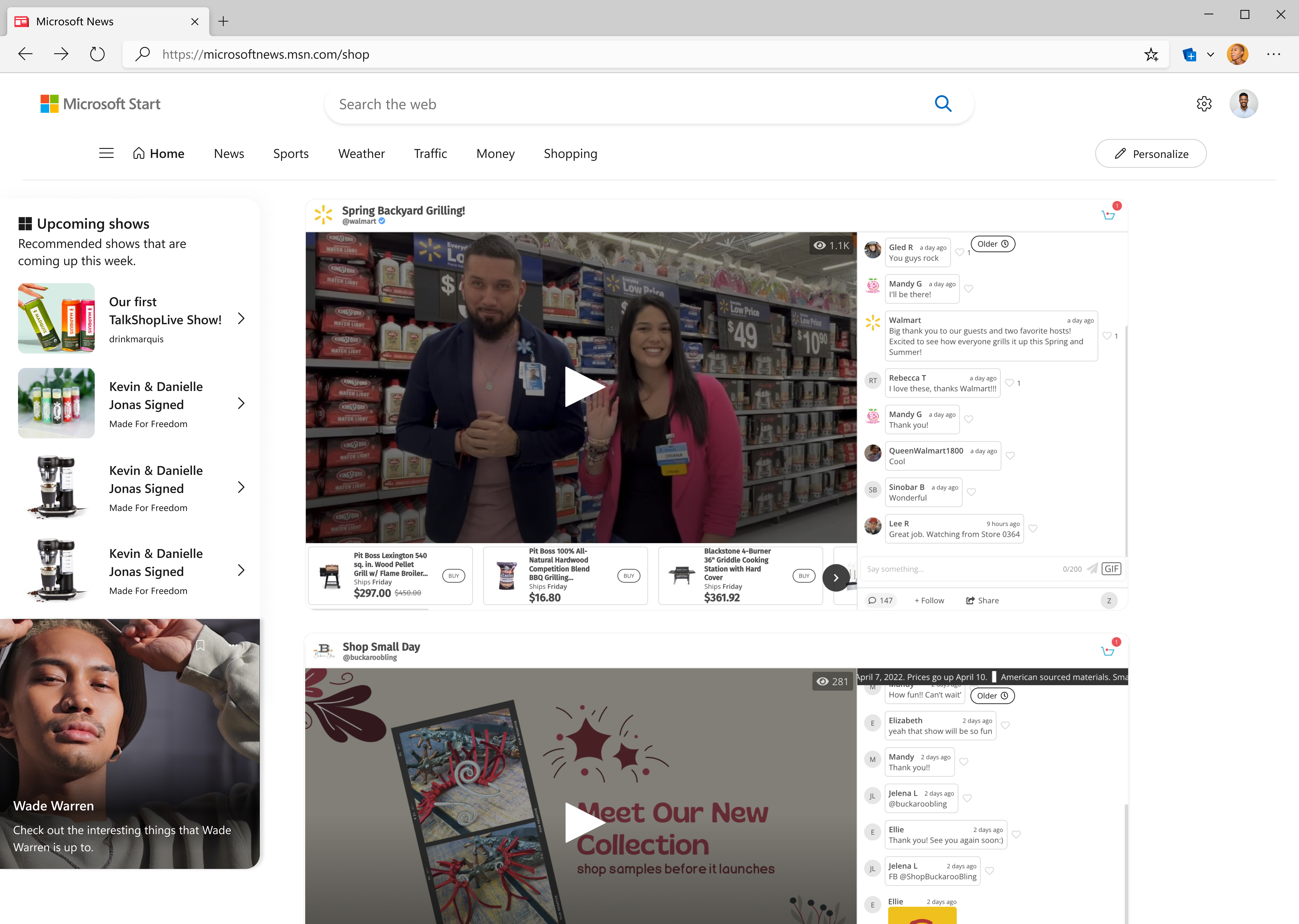 TalkShopLive feed experience integration