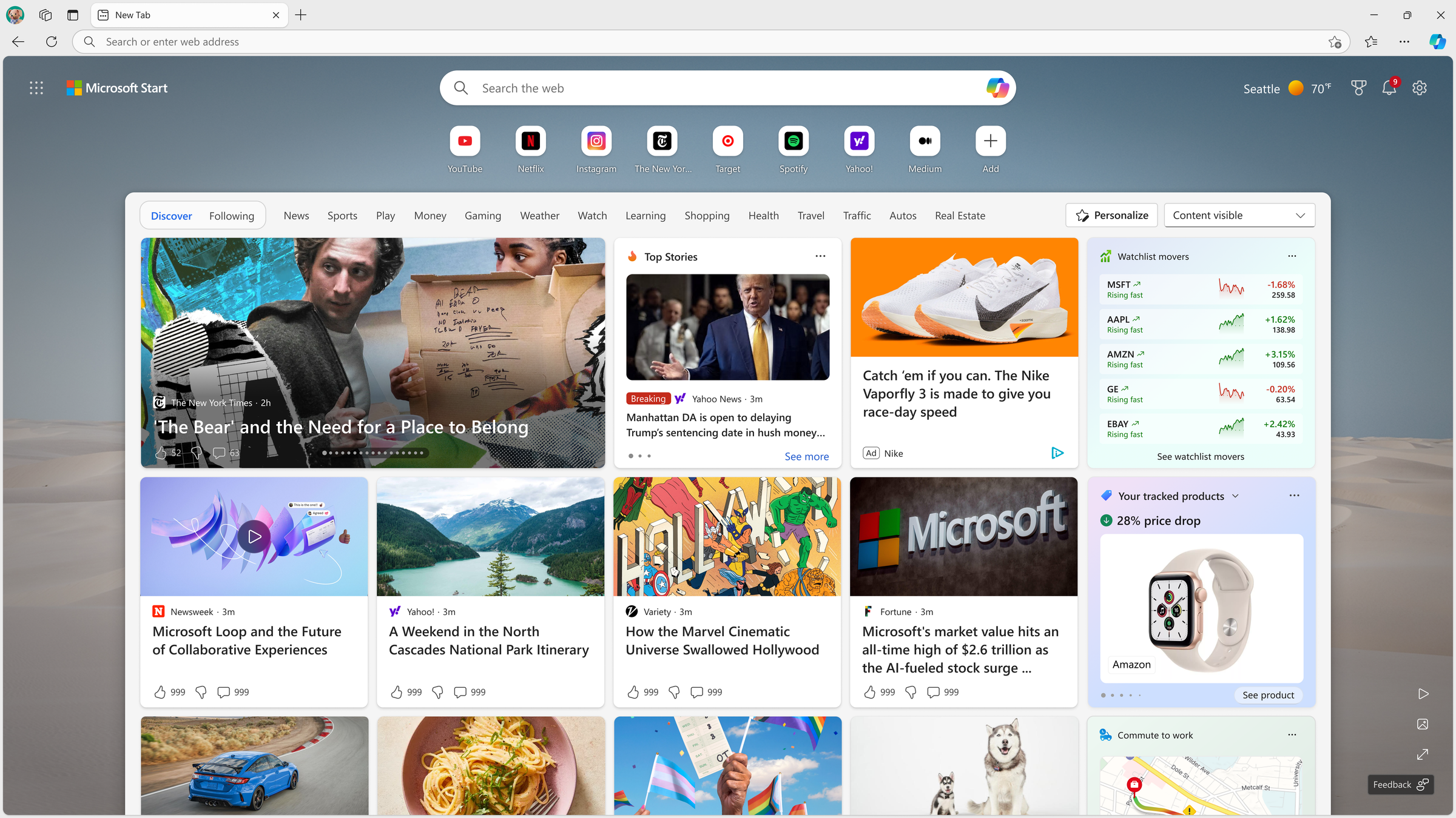 Edge New Tab Page integration